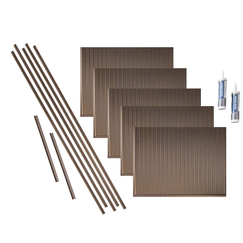 FASÄDE Rib Decorative Vinyl Backsplash Panel - 15 Sq Ft Kit - Argent Bronze