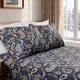 preview thumbnail 1 of 3, Superior Cotton Flannel Paisley Bed Sheet Set California King - Navy Blue