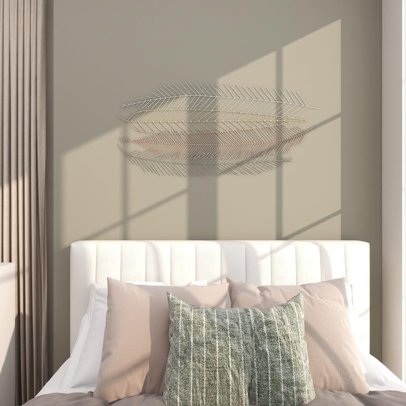 CosmoLiving by Cosmopolitan Multi Colored Metal Feather Bird Home Wall Decor