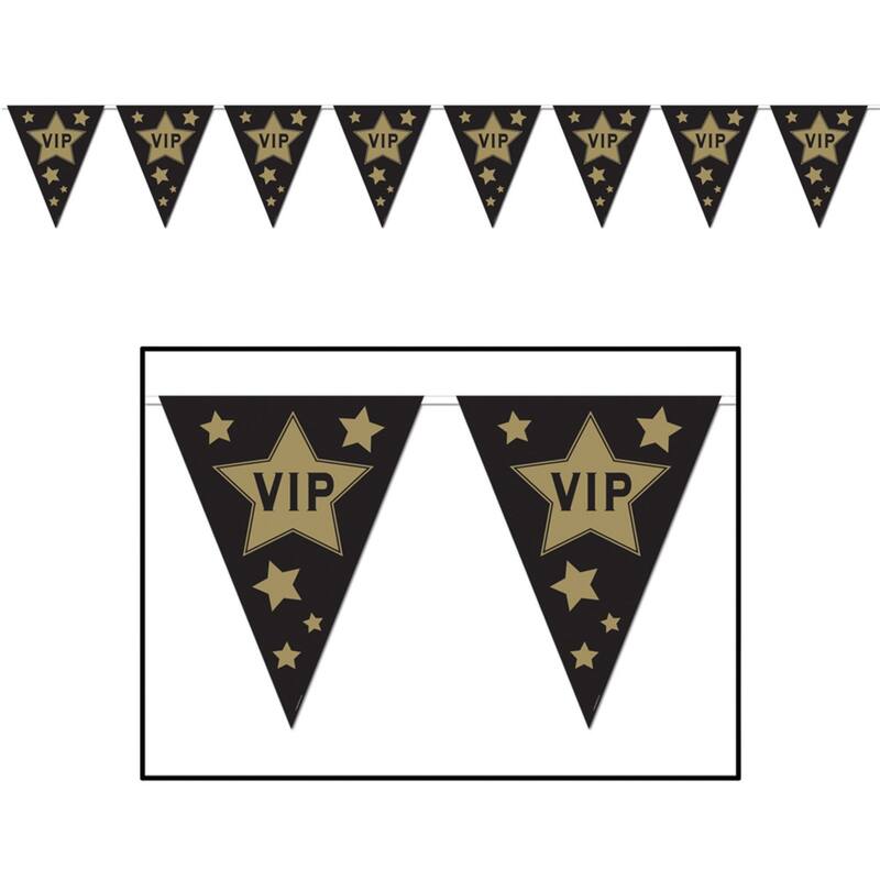 12" Black and Brown VIP Pennant Hanging Banner Decor