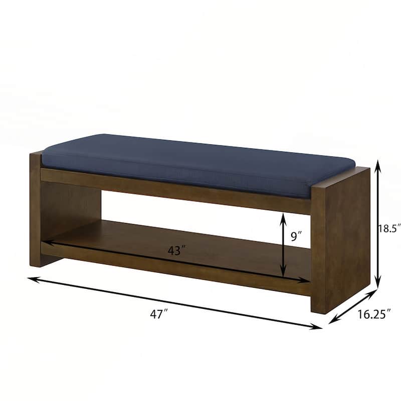 47in Accent Bench with Lower Shelf Shoe Rack