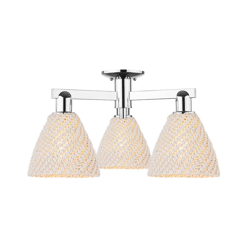 Innovations Lighting 716-3F-11-25 Natural Ballston Dome Semi-Flush - Polished Chrome / Natural