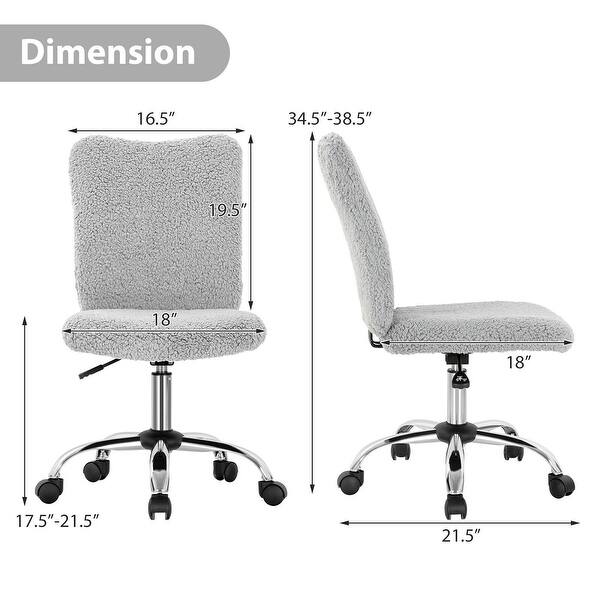 dimension image slide 1 of 2, Gymax Armless Leisure Office Chair Adjustable Swivel Task Chair