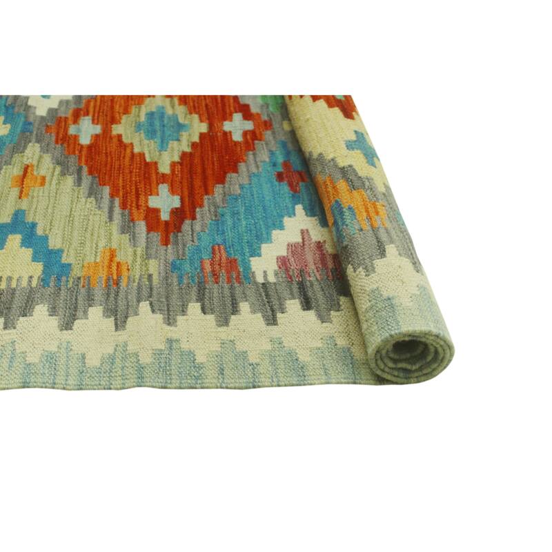 Sangat Flatweave Najib Rust/Ivory Rug - 4'4" x 5'11"