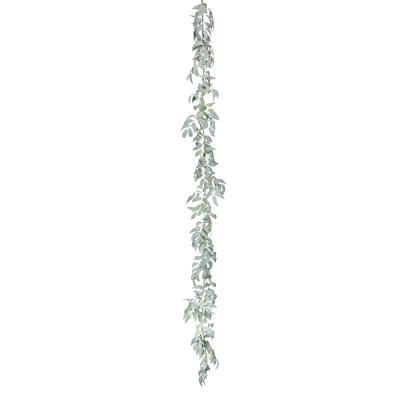 Set of 2 Frosted Green Artificial Willow Leaf Vine Hanging Plant Greenery Foliage Garland 6ft - 72" L x 5" W x 5" DP