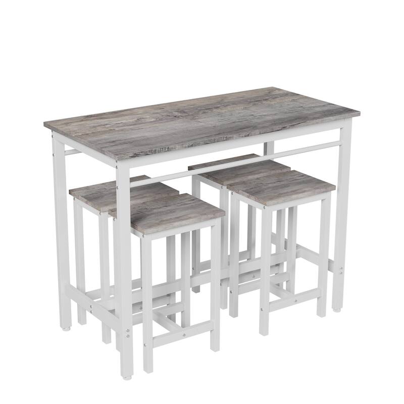 5-Piece Modern Kitchen Table with Four Bar Stools Bar Table Set 5Pc