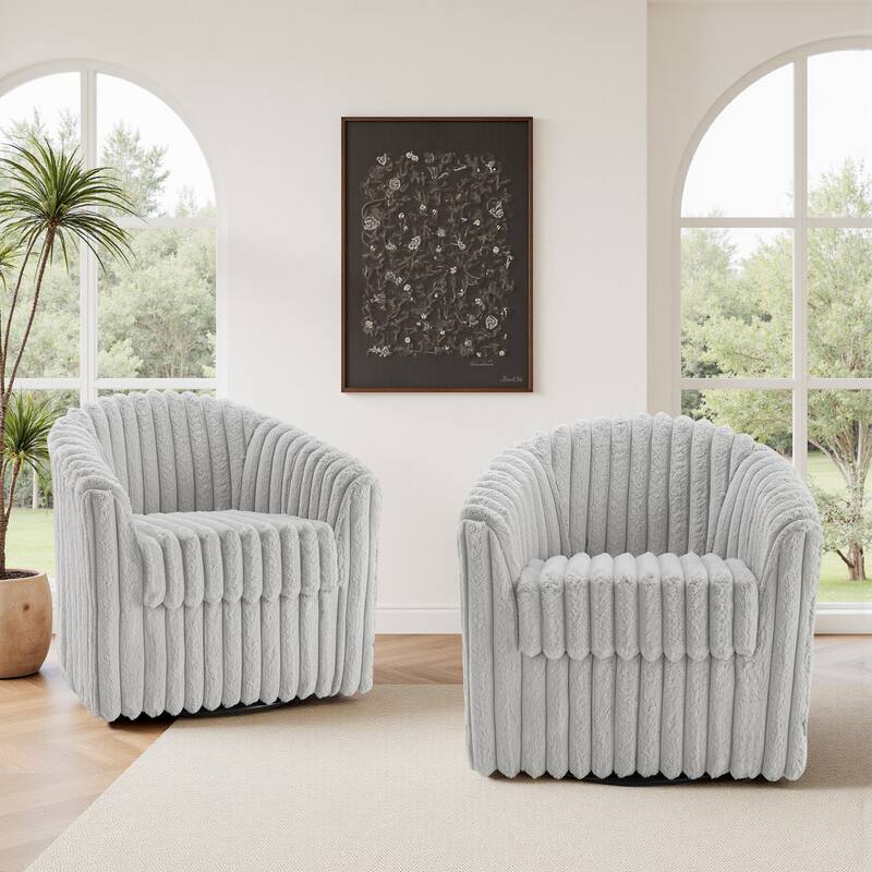 Modern Cotton Flannel Swivel Accent Chair Plush Barral Chair