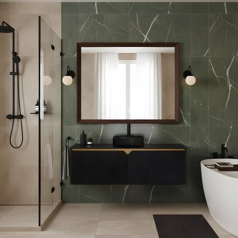 Wall-mounted Bathroom Vanity with Round Glass Basin