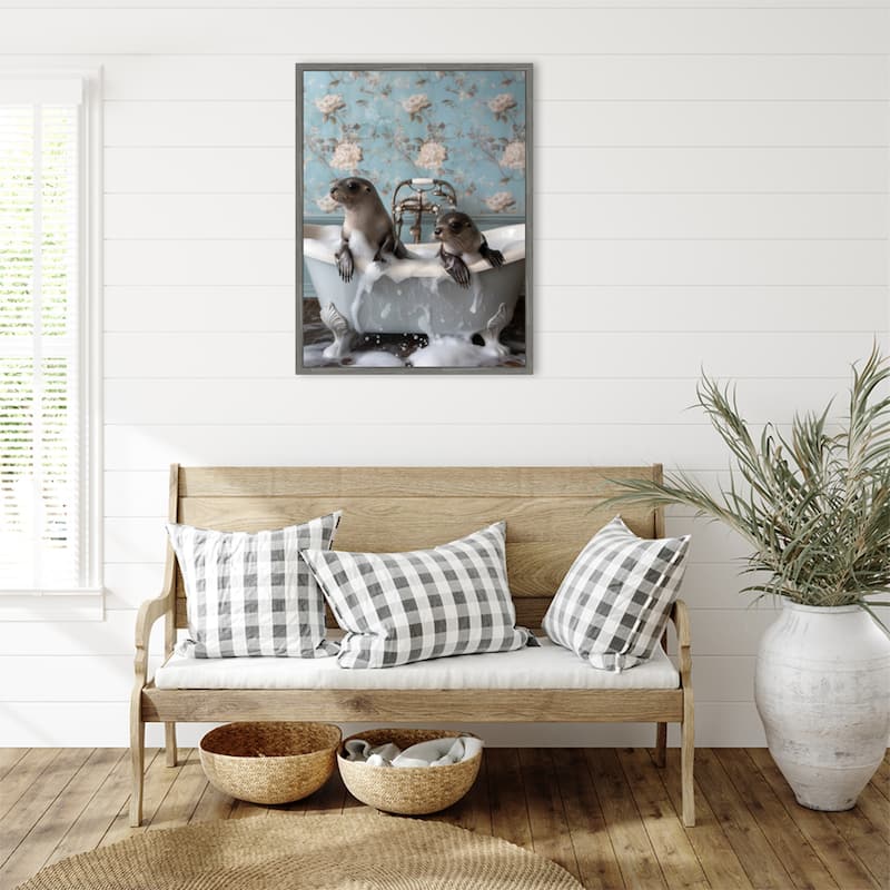 Seal Soak by Niky Rahner Framed Canvas Wall Art