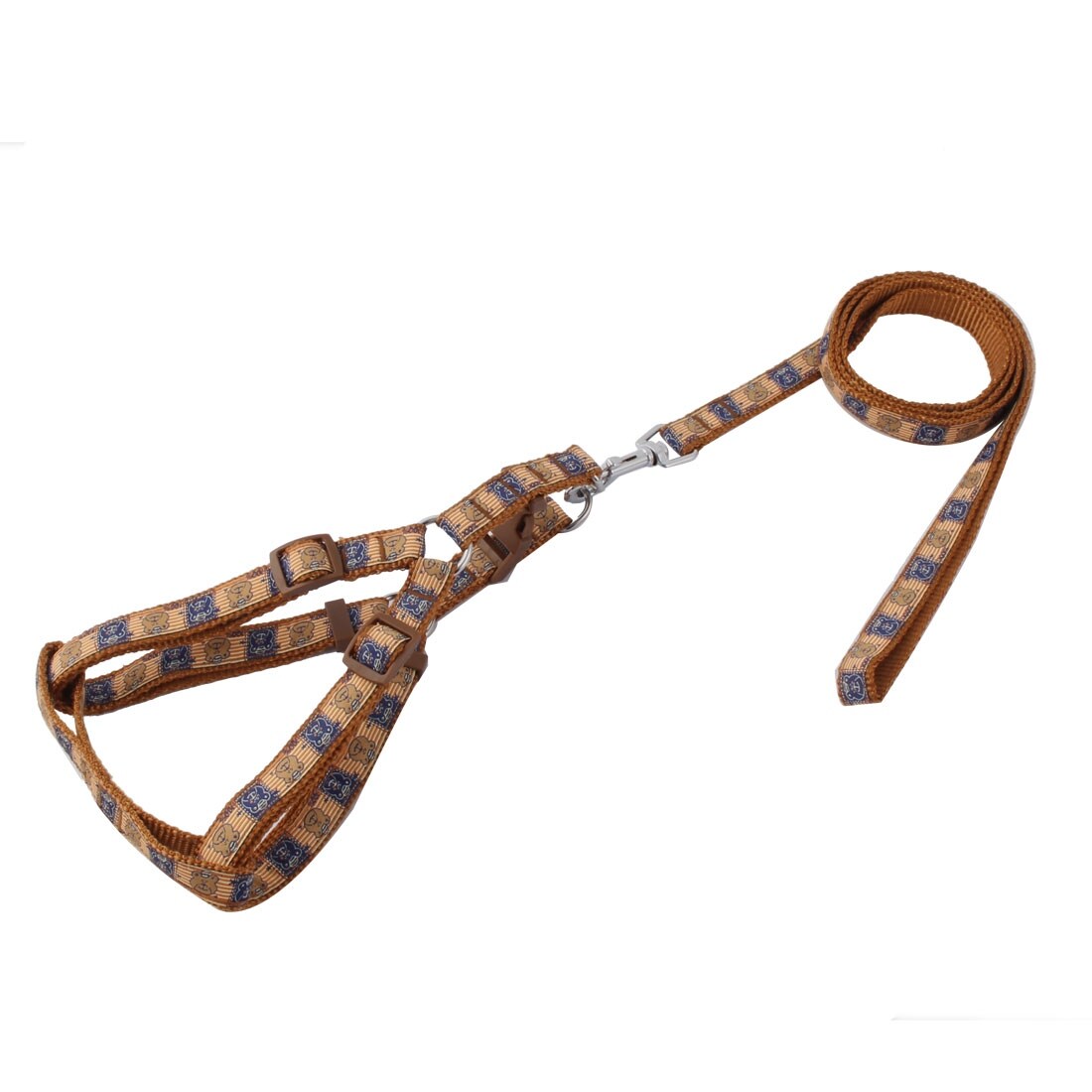 Shop Pet Nylon Bear Print Walking Control Puppy Dog Harness Leash Collar Rope Brown Overstock 18458905