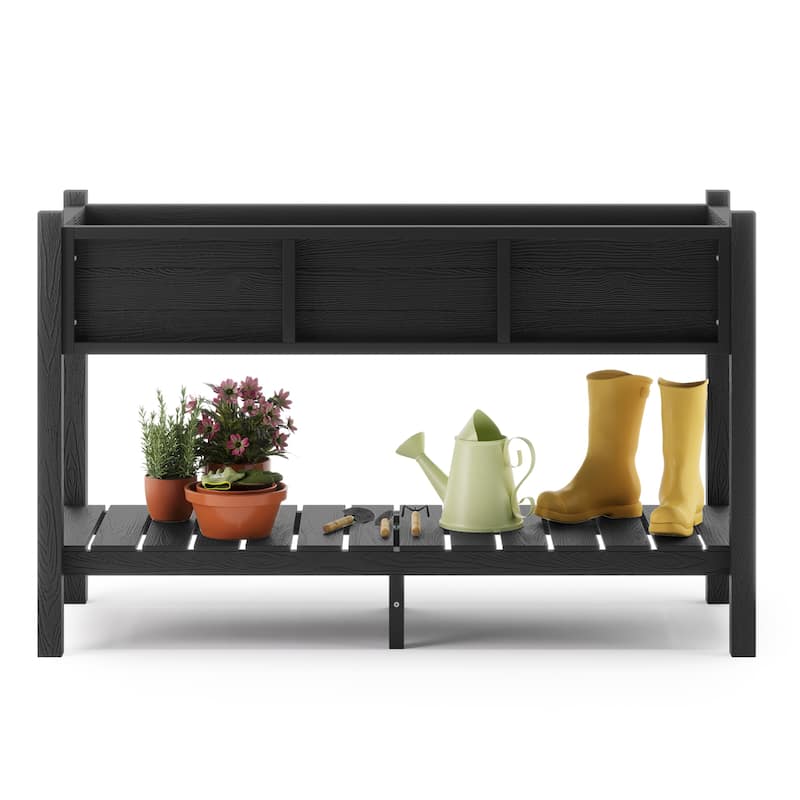 Plastic Raised Garden Bed with Legs Elevated Planter Box for Backyard, Patio, or Balcony - 46.5"L x 17.7"W x 28.7"H