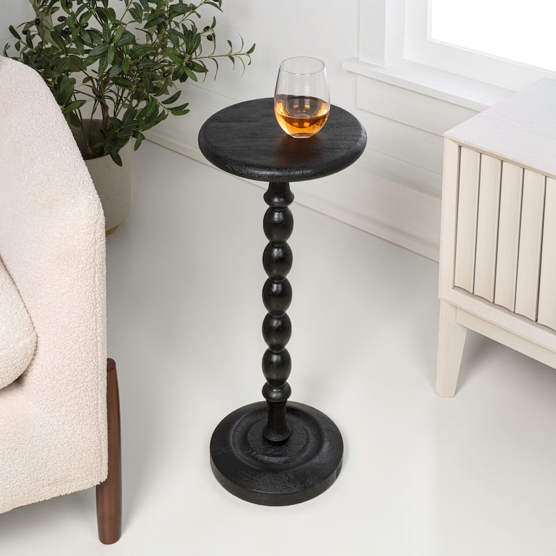 Augustus 24.5" Spindle Wood Pedestal Round Drink Table and Decorative End Table, By JONATHAN Y