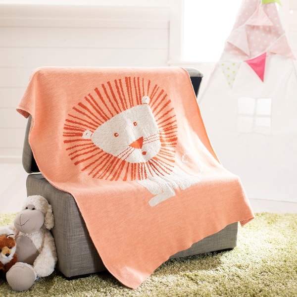 slide 2 of 9, SAFAVIEH Lemmitty Lion Baby Throw Blanket - 32" x 40" - 32" x 40" Orange - 32Wx40D
