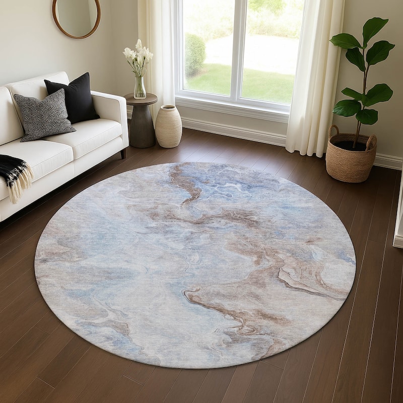 Premium Washable Super Soft Modern Mayfield Rug - Blue - 8' x 8'