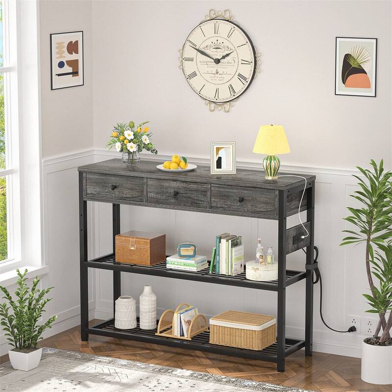 47'' Entryway Table with Outlets and USB Ports - 11.8"D x 47.2"W x 31.8"H