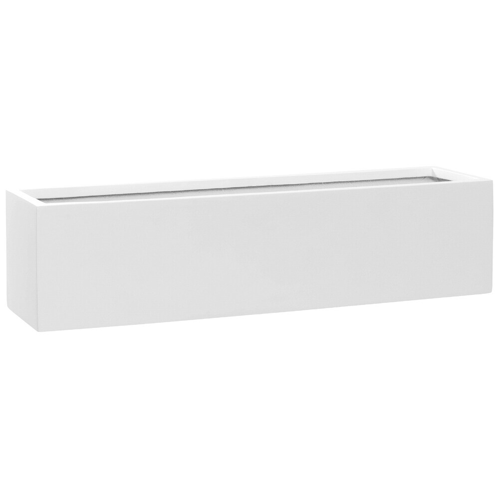 Natural Balcony XL Rectangular Planter Pot Indoor Outdoor Fiberstone Planter Box 32-in - Extra Large - 32"