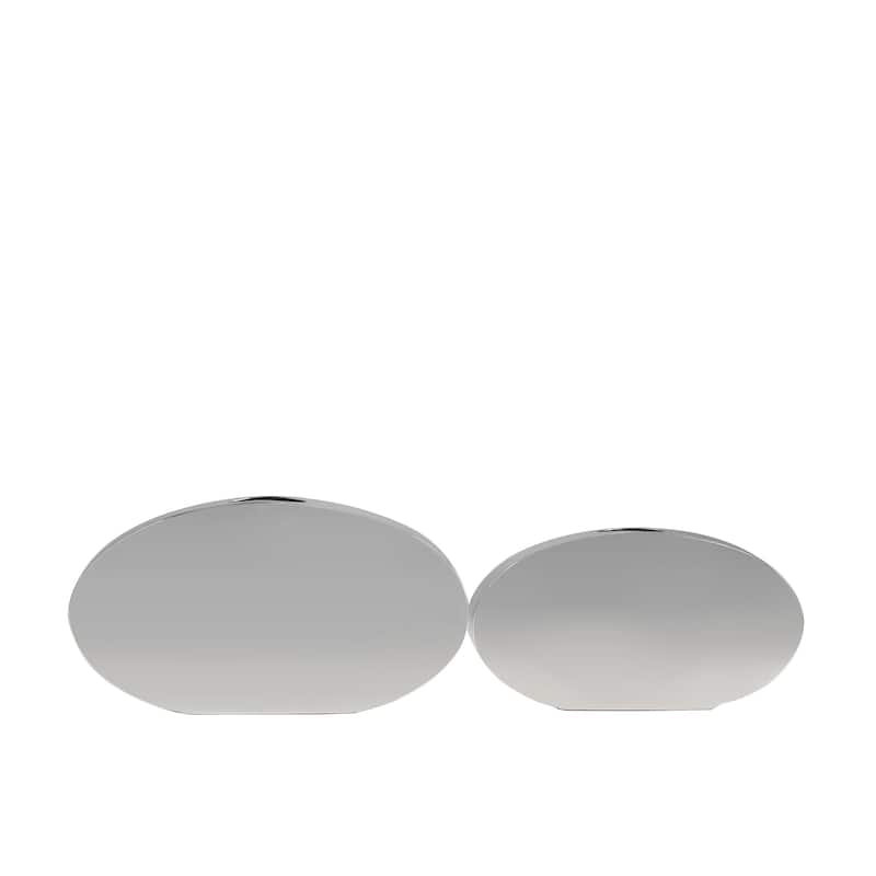 Stainless Steel Metal Decorative Vase with a Sleek Mirror Finish - Set of 2 Silver - Roche River Decor