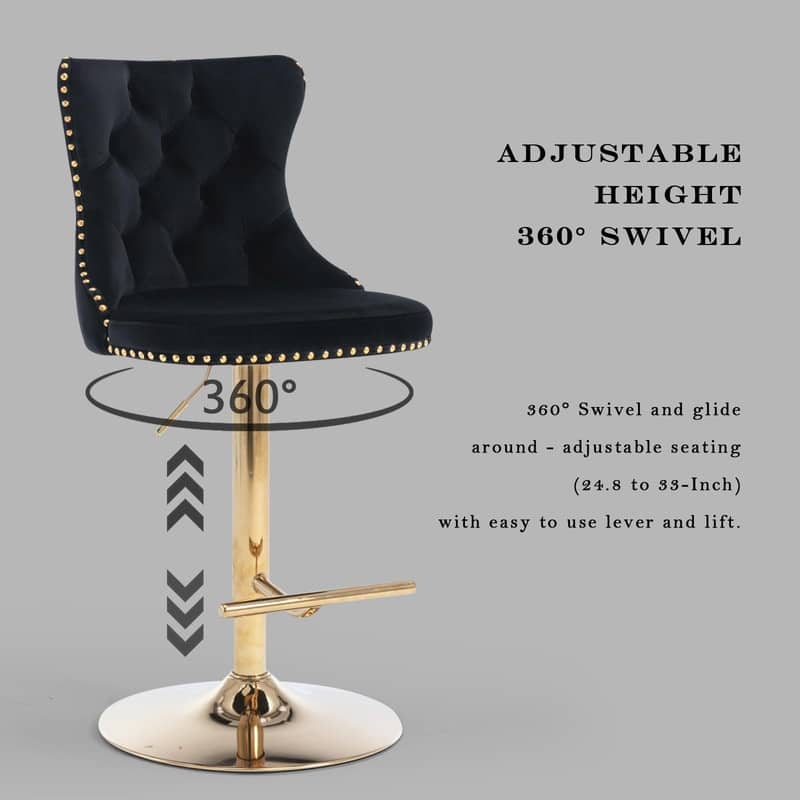 Velvet Upholstered Nailheads Tufted Swivel Bar Stools (Set of 6)