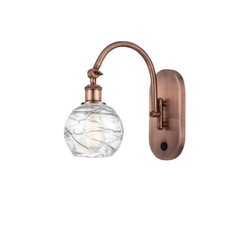 Innovations Lighting Ballston Athens Deco Swirl - 1 Light 6" Sconce - Arm Swivels Side To Side - Antique Copper/Clear Deco Swirl