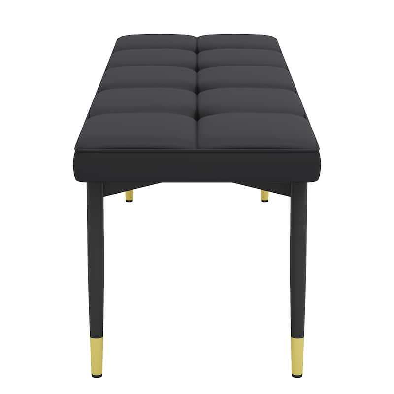 Roomfitters 47"/59" PU Shoe Bench with Gold Metal Legs, Entryway Seat for Bedroom, Living Room and Hallway, Black