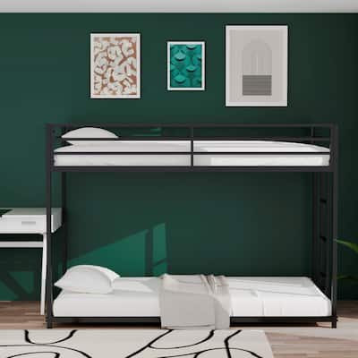 Adin Modern Metal Twin Over Twin Bunk Bed by Christopher Knight Home