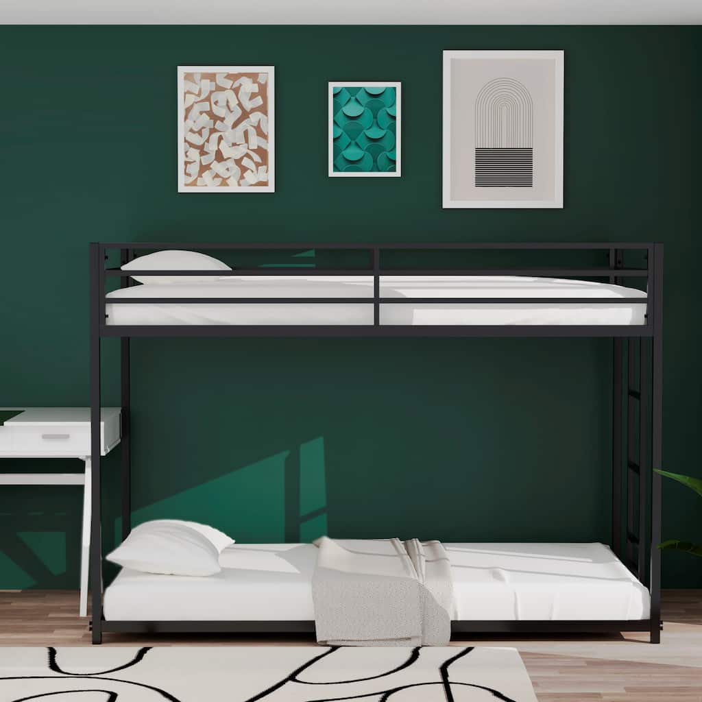 Adin Modern Metal Twin Over Twin Bunk Bed by Christopher Knight Home