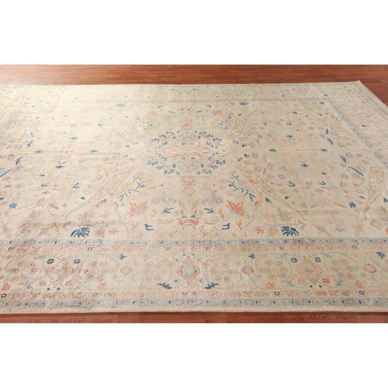 Vegetable Dye Ziegler Oriental Area Rug Hand-Knotted Wool Carpet - 8'11"x 11'10"