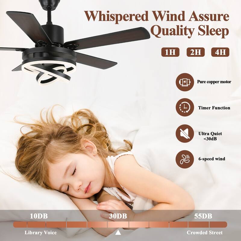 Cusp Barn 52"/72" Modern Large Dimmable LED Ceiling Fan with Lights and Remote, Reversible 8-Blade DC Motor DIY Shape Chandelier