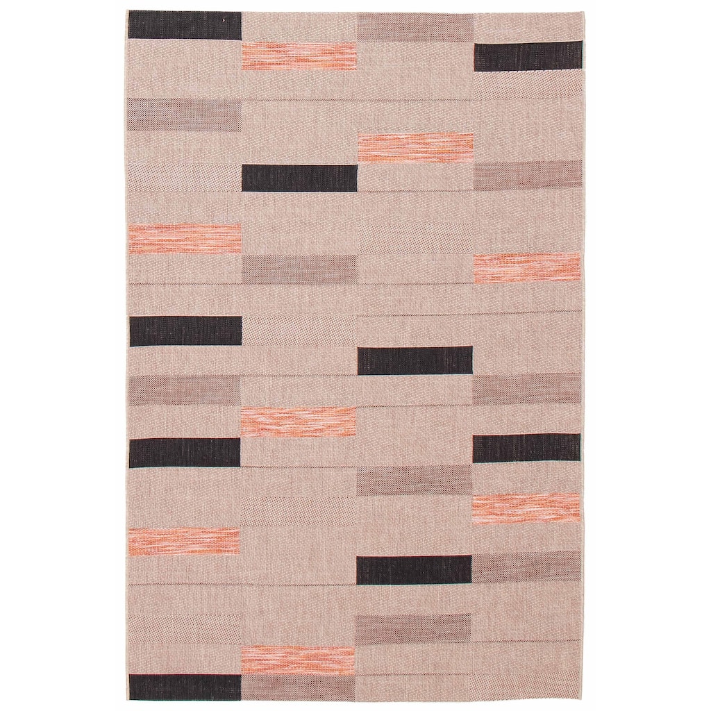 ECARPETGALLERY Machine Woven Lotus Mod Tan Polypropylene Rug - 5'1 x 7'7