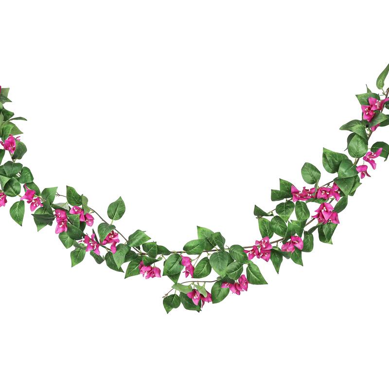 Fuchsia Artificial Bougainvillea Flower Garland Hanging Vine 6ft - 72" L x 8" W x 3" DP