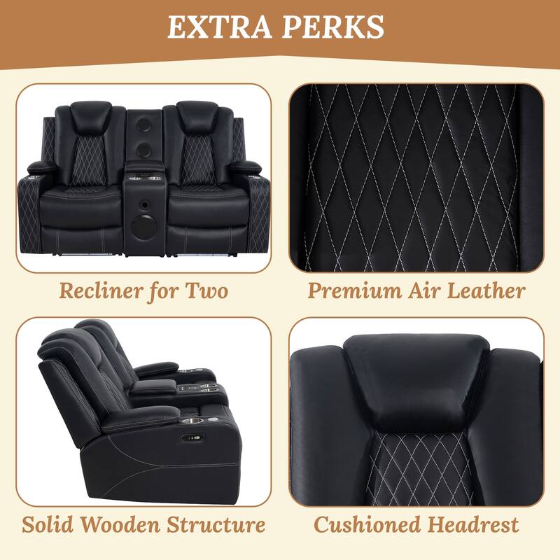 Power Reclining Sofa, Loveseat & Chair – Home Theater Seating with Wireless Charging, USB Port, Storage & Built-in Speakers
