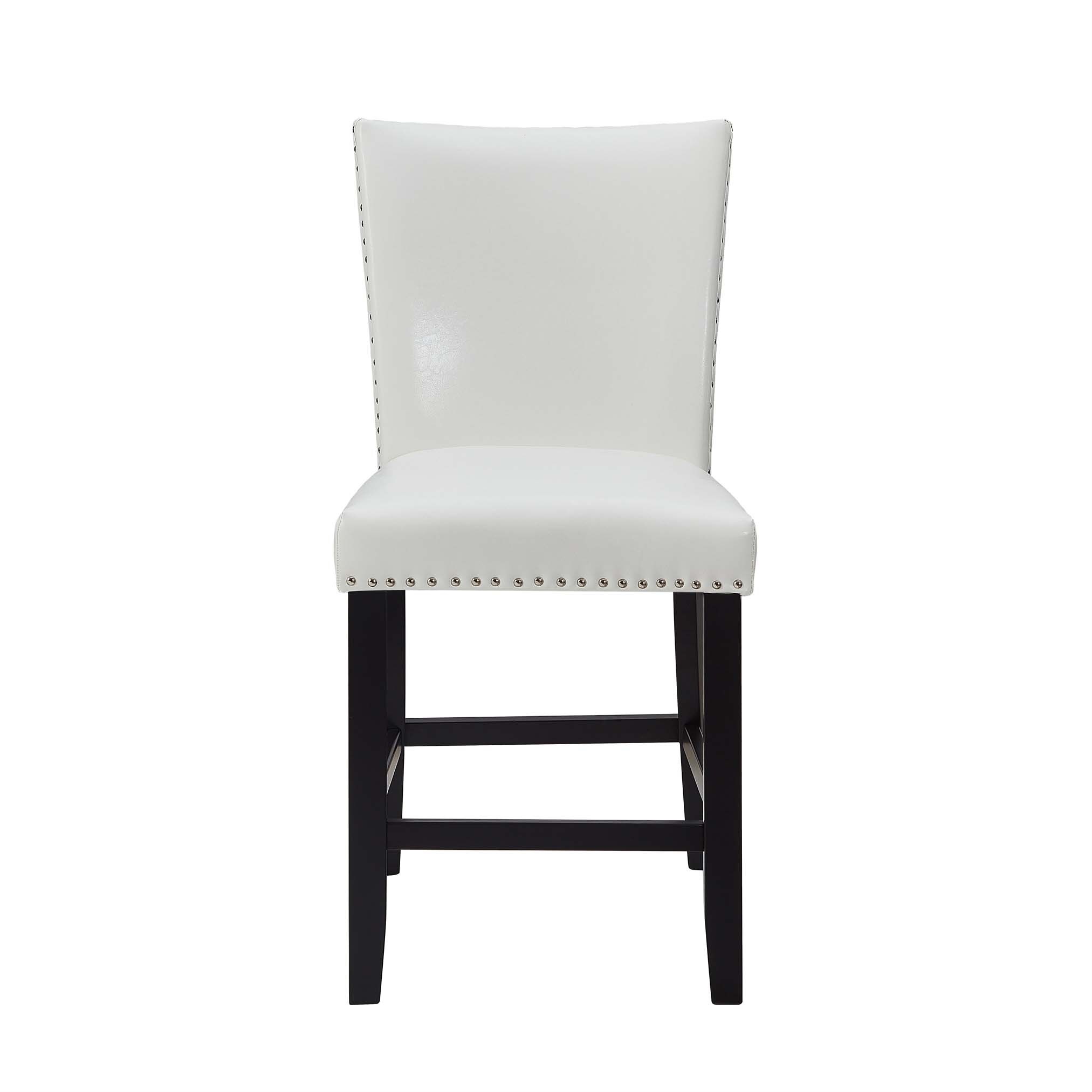 2pc Counter Height Upholstered PU Chair with Footrest, Chrome Nailhead Trim, and Elegant Design for Modern Dining Areas
