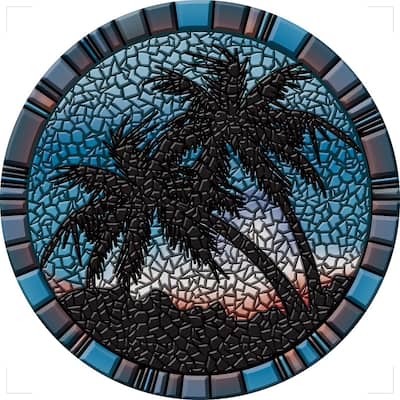 Blue Palm Trees Decorative Pool Mat - Pool Art