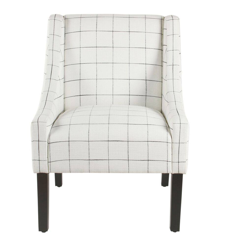 HomePop Modern Swoop Arm Accent Chair - White Windowpane