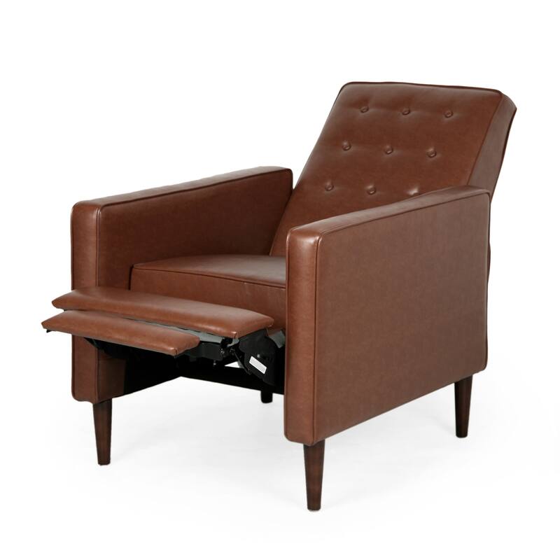 Mervynn Faux Leather Mid-Century Button Tufted Recliner by Christopher Knight Home