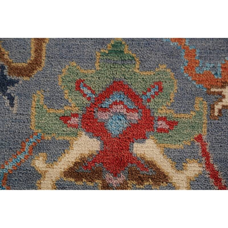 Blue Oushak Oriental Rug Transitional Handmade Wool Carpet - 4'1"x 5'11"