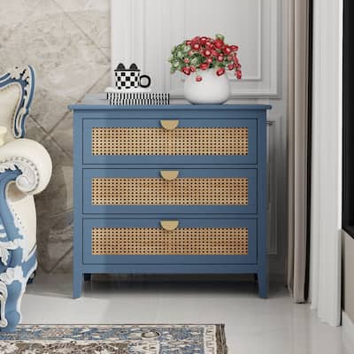 3 Drawer Cabinet Natural rattan living room and study