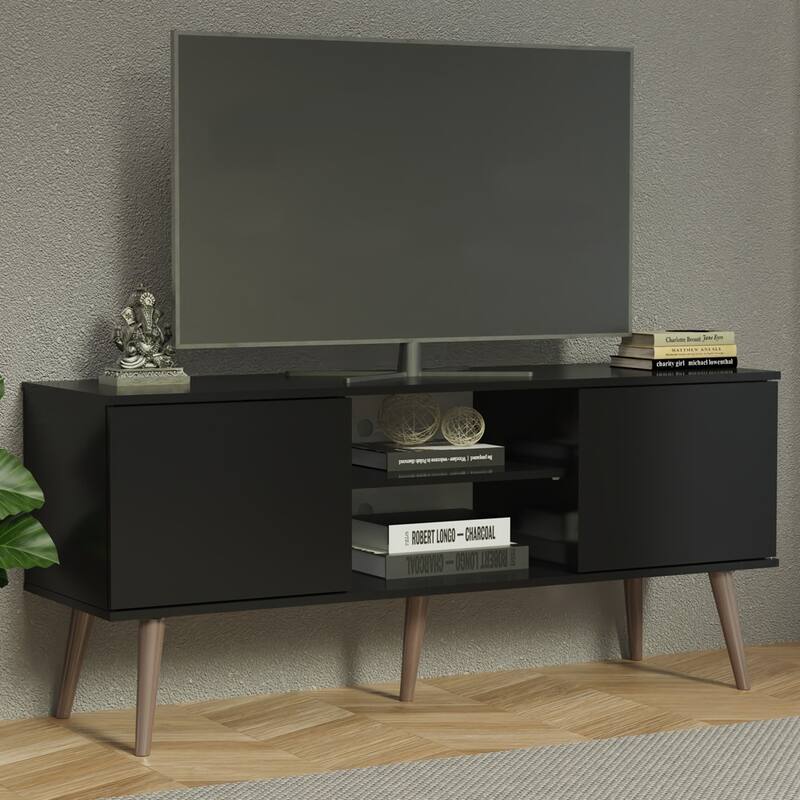Madesa TV Stand Console with 2 Doors and 2 Shelves with Cable Management for 50, 55 Inch Media Storage