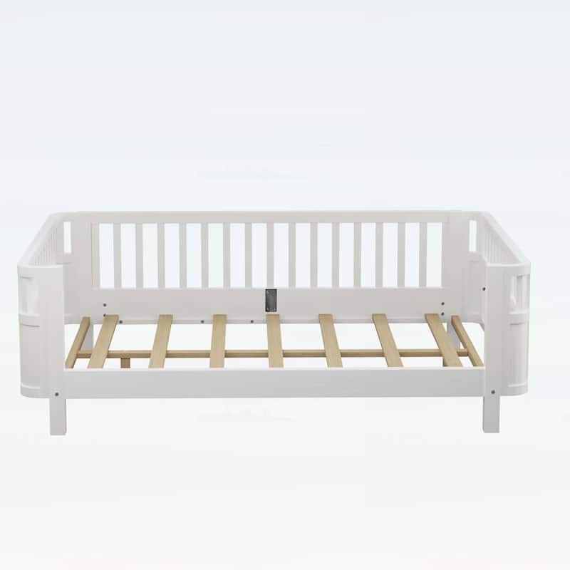 Wood Platform Bed,Low Profile Design with Safety Rails,Ideal for Boys and Girls