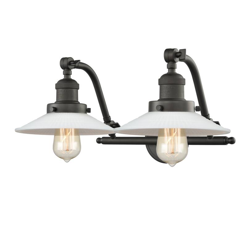 Innovations Lighting Halophane 2 Light 18" Wide Bathroom Vanity Light - Oil Rubbed Bronze / Matte White