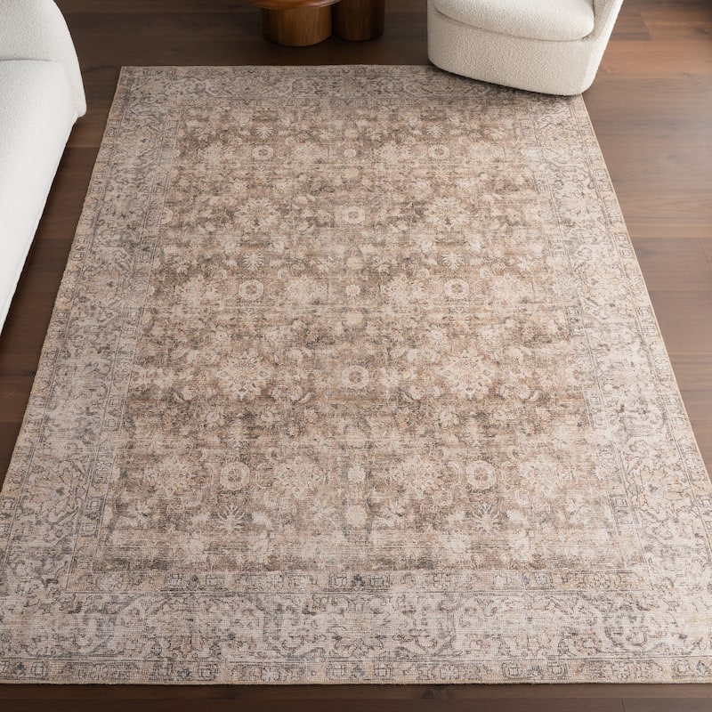 Nuloom Hillstone Collection Traditional Vintage Medallion Area Rug - 4' x 6' - Elinda Brown - Rectangle