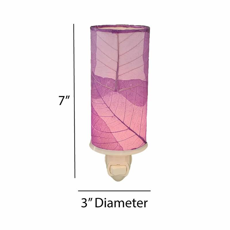 Cylinder Nightlight, Cocoa Leaves Shade, 3 x 3 x 7 in. - 3 x 3 x 8