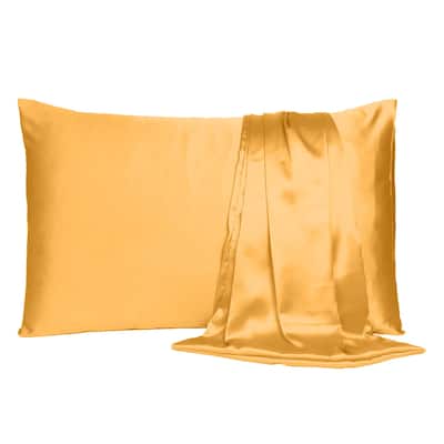 HomeRoots Set of Two Apricot Silk Satin