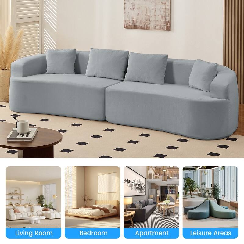 Mixoy 112" Curved Modular Sectional Sofa in Chenille Fabric Modern Minimalist Design Compressed No Assembly Required