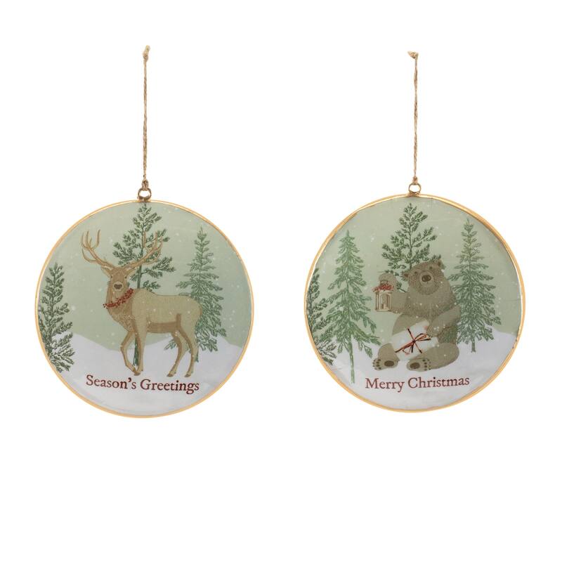Woodland Christmas Sentiment Disc Ornament (Set of 6) - N/A