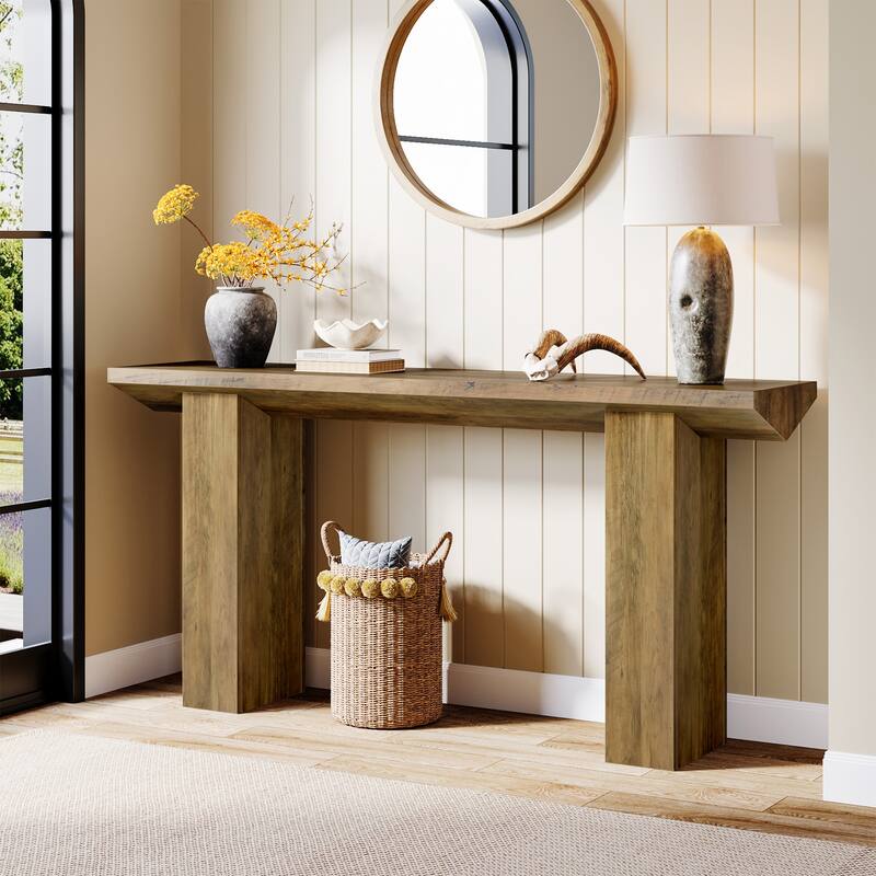 63" Long Sofa Table, Modern Console Table with Thickened Tabletop, Wooden Entryway Table for Living Room, Bedroom
