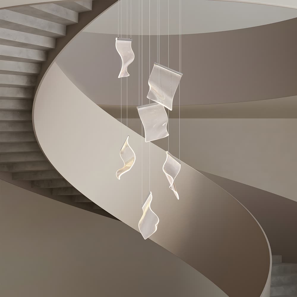 Rinkle LED Leaf Multi-Pendant Lamp Stairway Staircase Cascade Chandelier