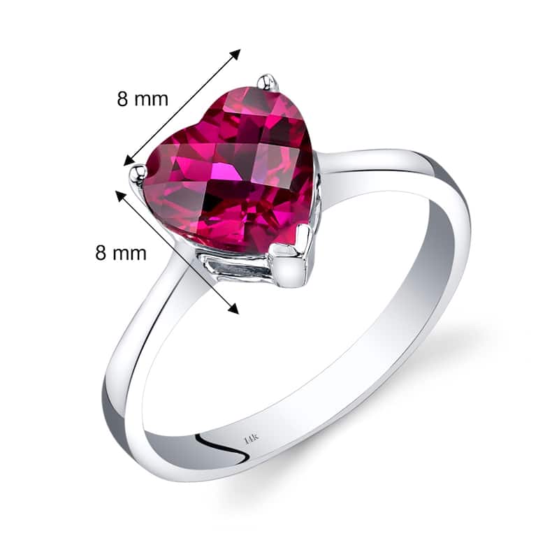14k White Gold 2.25ct Created Ruby Solitaire Ring