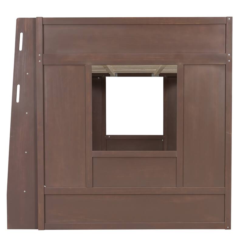 GDFStudio - StoreMax Modern Wooden Queen Loft Bed with Storage Cabinets and Shelves