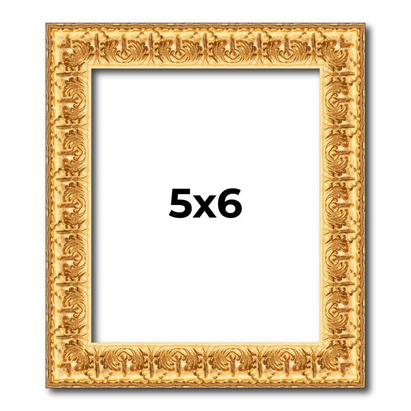 5x6 In Frame Gold Real Wood Picture Frame Width 1 inches | Interior